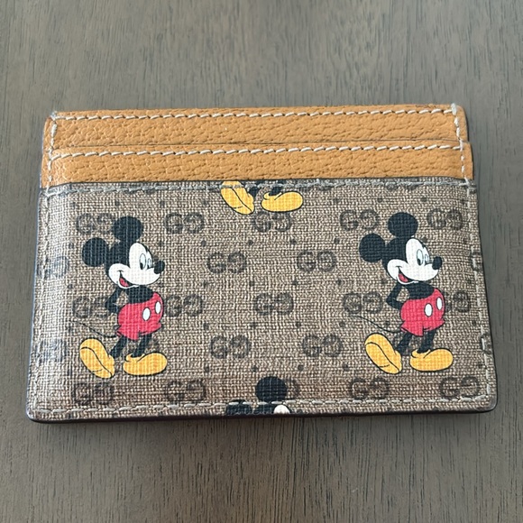X DISNEY Mini Vintage GG Supreme Monogram Mickey Mouse Card Holder - Picture 2 of 5